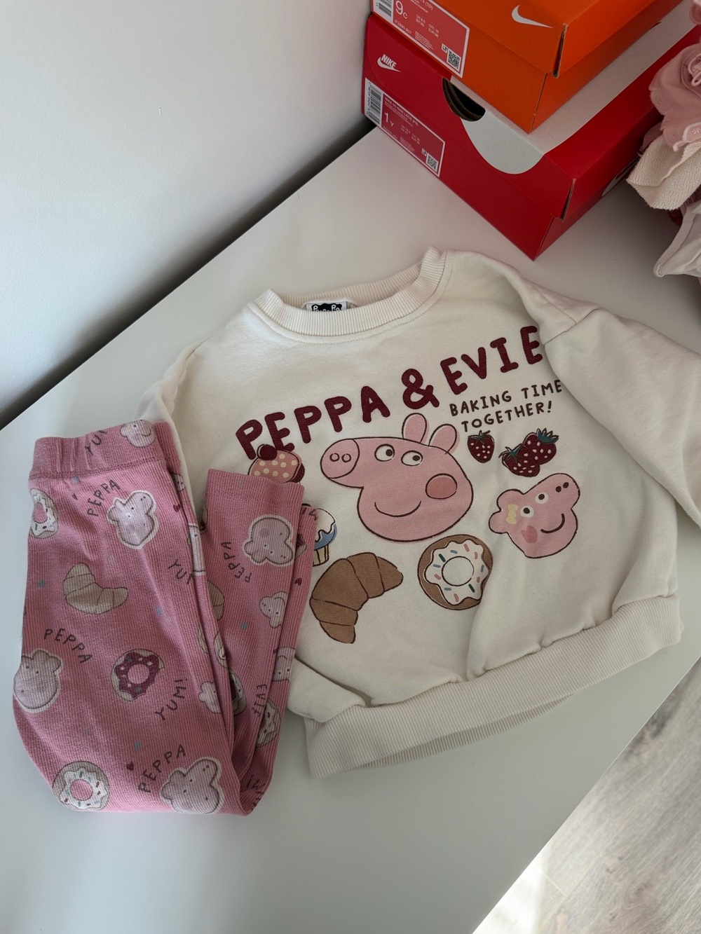Zara Kids Peppa & Evie Pajama Set - Pink & Cream